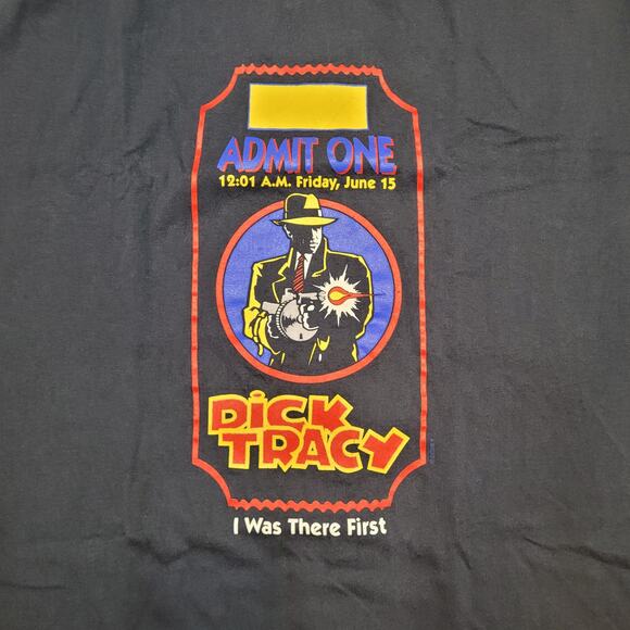 VTG Dated 1990 Dick Tracy Movie Premiere Tee Single Stitch USA Made XL - Picture 2 of 6